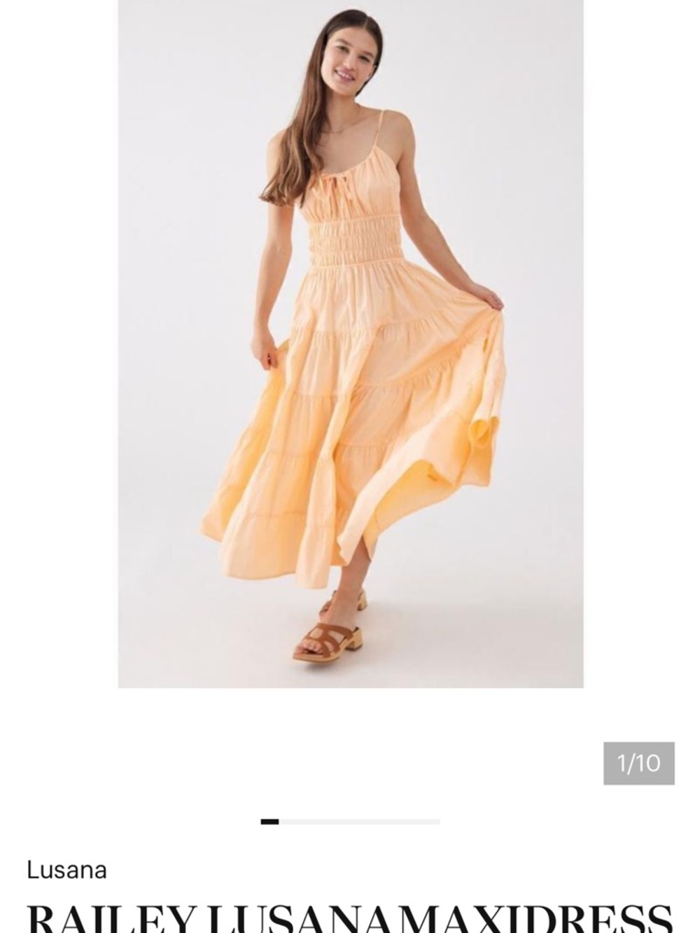 LUSANA Railey Peach Maxi Dress